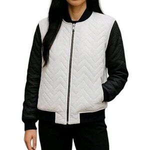 Max Edition Jacket Women Size XL White Gray Black Pockets Quilted Full Zip New